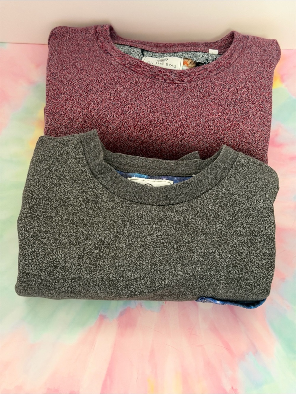 On The Byas Lot Of 2 Men’s Sweatshirts Graphic Pocket Long Sleeve Sz L